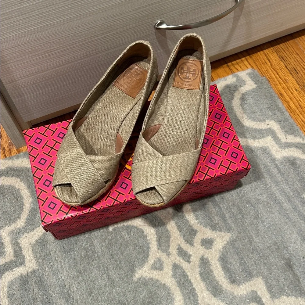 Tory Burch Beige Wedge Espadrilles - Picture 5 of 7